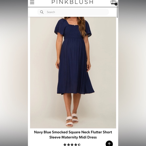Navy Flutter Sleeve Maternity Dress - Picture 1 of 4